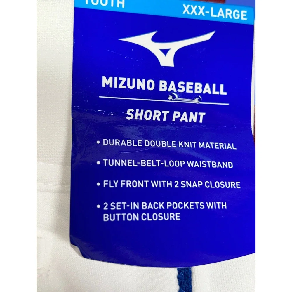 Mizuno Youth XXXL Baseball Short Pant White Navy Piped Padded New 32-34